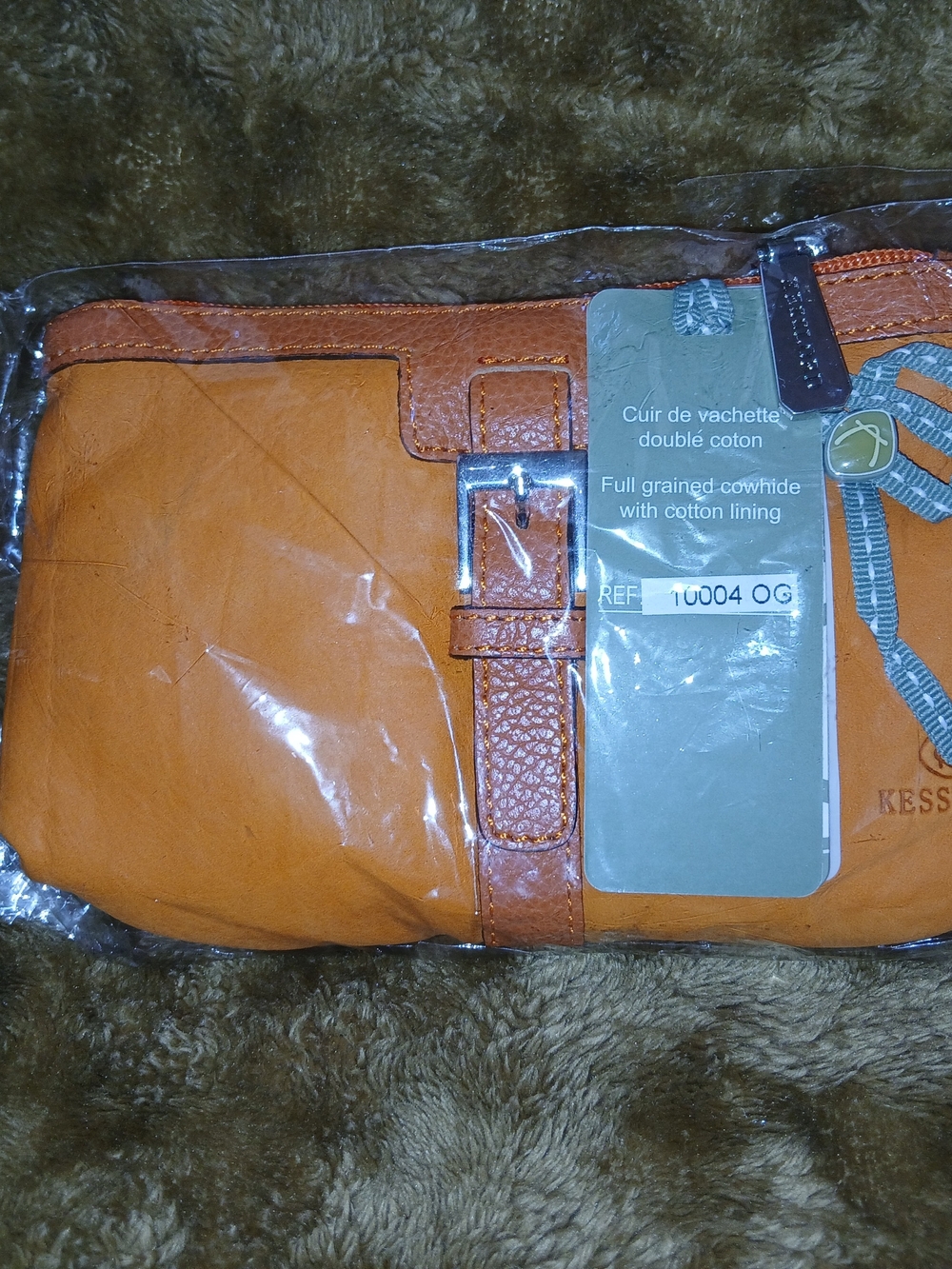 Kesslord Orange Full-Grain Cowhide Women's Clutch